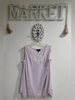 NWOT Lane Bryant Lavender Lace-Trim Tank